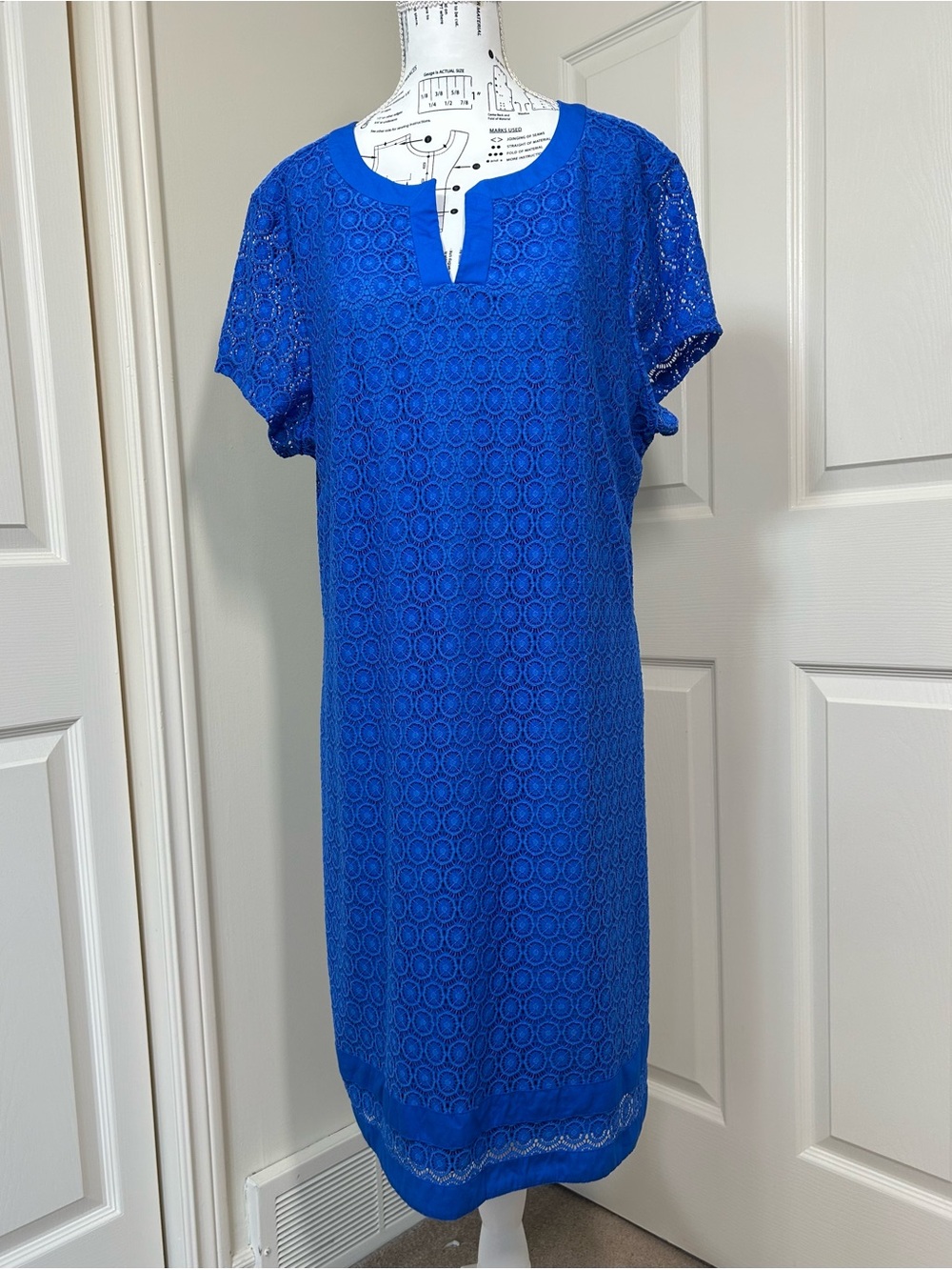 Royal Blue Stretch Lace Midi Dress